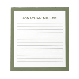 Eenvoudige witte olijfolie Typografische Naam Lank Notitieblok