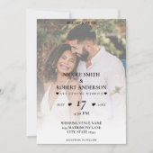 Eenvoudige witte ombre achtergrond foto bruiloft kaart (Voorkant)