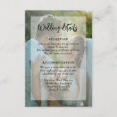 Eenvoudige Witte Overlay Zwart Script Trouwdetails Informatiekaartje (Voorkant)