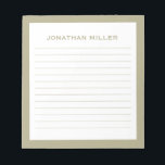 Eenvoudige witte pagina Groene Typografische Naam  Notitieblok<br><div class="desc">Een professioneel bekleed notitieblok met een minimalistisch ontwerp in grijs en wit. Het monogram van de douane initiaal en naam op een eenvoudige witte achtergrond, die door een sage groene grens wordt gevormd. Pas het gebruiken van de verstrekte gebieden aan of gebruik de "bericht"knoop om de ontwerper voor hulp te...</div>