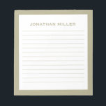 Eenvoudige witte pagina Groene Typografische Naam  Notitieblok<br><div class="desc">Een professioneel bekleed notitieblok met een minimalistisch ontwerp in grijs en wit. Het monogram van de douane initiaal en naam op een eenvoudige witte achtergrond, die door een sage groene grens wordt gevormd. Pas het gebruiken van de verstrekte gebieden aan of gebruik de "bericht"knoop om de ontwerper voor hulp te...</div>
