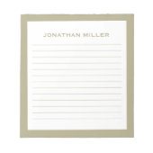 Eenvoudige witte pagina Groene Typografische Naam Notitieblok (Voorkant)