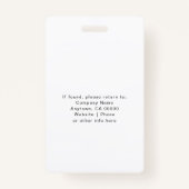 Eenvoudige witte professionele werknemer Kantoor F Badge (Achterkant)