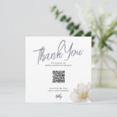 Eenvoudige Witte QR-code Bruiloftsfeest Bedankkaar Bedankkaart (Staand voorkant)