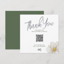 Eenvoudige Witte QR-code Bruiloftsfeest Bedankkaar