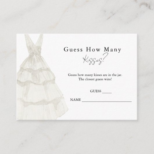 Eenvoudige Witte Raad Hoeveel Kusjes Spelkaarten Informatiekaartje (Voorkant)