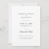 Eenvoudige, witte rand Elegant Script-foto Aangepa Save The Date (Achterkant)