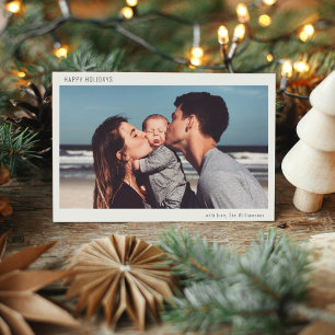Eenvoudige Witte Rand Moderne Kerst Foto Feestdagenkaart