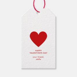 Eenvoudige Witte Rode Hart Stippen Happy Valentijn Cadeaulabel