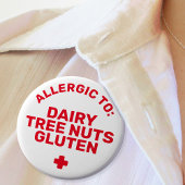 Eenvoudige Witte Rode Medische Waarschuwing Voedse Ronde Button 7,6 Cm