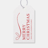 Eenvoudige witte rode moderne Prettig kerstfeest Cadeaulabel (Voorkant)