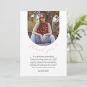 Eenvoudige witte roze hart begrafenis foto wake bedankkaart (Staand voorkant)