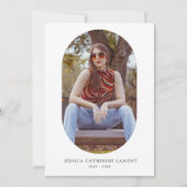 Eenvoudige witte roze hart begrafenis ovale foto w bedankkaart (Voorkant)