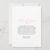 Eenvoudige witte roze hart begrafenis ovale foto w bedankkaart (Achterkant)