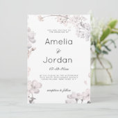 Eenvoudige witte roze kersenbloesem bloemenbruilof kaart (Staand voorkant)