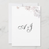 Eenvoudige witte roze kersenbloesem bloemenbruilof kaart (Achterkant)