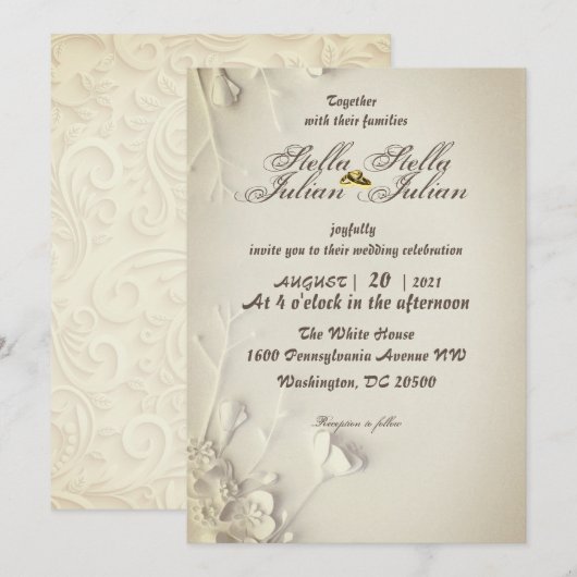 eenvoudige witte rozen kaart (Voorkant / Achterkant)