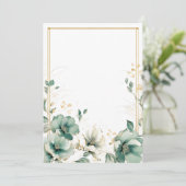 Eenvoudige witte, salie en gouden bloemen Blank Kaart (Staand voorkant)
