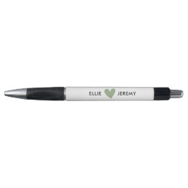 Eenvoudige witte salie groene hart trouw pen