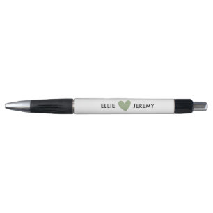 Eenvoudige witte salie groene hart trouw pen