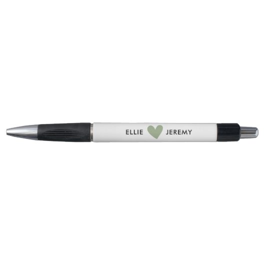 Eenvoudige witte salie groene hart trouw pen (Voorkant)
