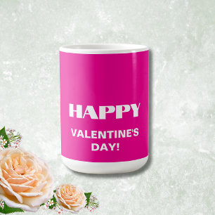 Eenvoudige witte schone gelukkige Valentijnsdag    Koffiemok