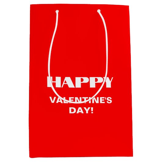 Eenvoudige witte schone gelukkige Valentijnsdag |  Medium Cadeauzakje (Voorkant)