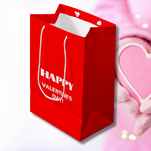 Eenvoudige witte schone gelukkige Valentijnsdag    Medium Cadeauzakje