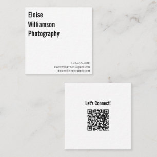 Eenvoudige Witte Schone Professionele Naam QR-code Vierkante Visitekaartje