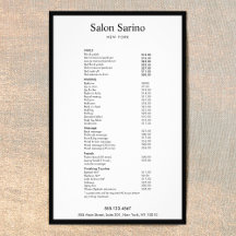 Eenvoudige witte schoonheidssalon service menu