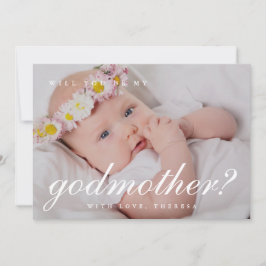 Eenvoudige witte script godmoeder voorstel foto kaart