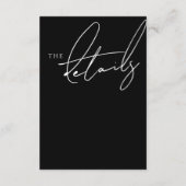 Eenvoudige witte script typografie bruiloft detail informatiekaartje (Achterkant)