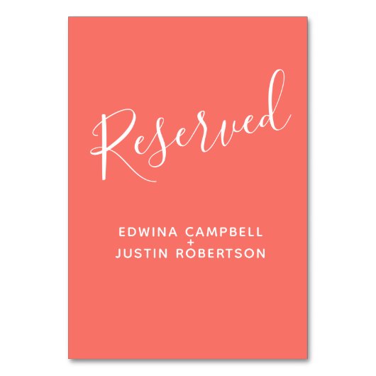 Eenvoudige witte scripttekst modern koraal gereser kaart (Voorkant)