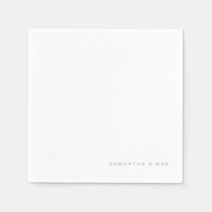 Eenvoudige witte seafoam Couple Names Cocktail Servet