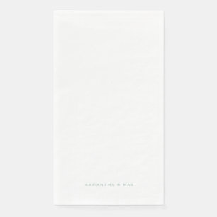 Eenvoudige witte seafoam Couple Names Modern Guest Servet
