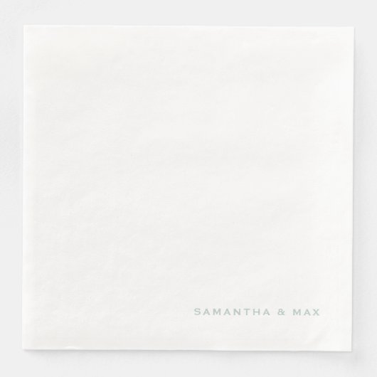 Eenvoudige witte seafoam Coupure Names Dinner Servet (Voorkant)