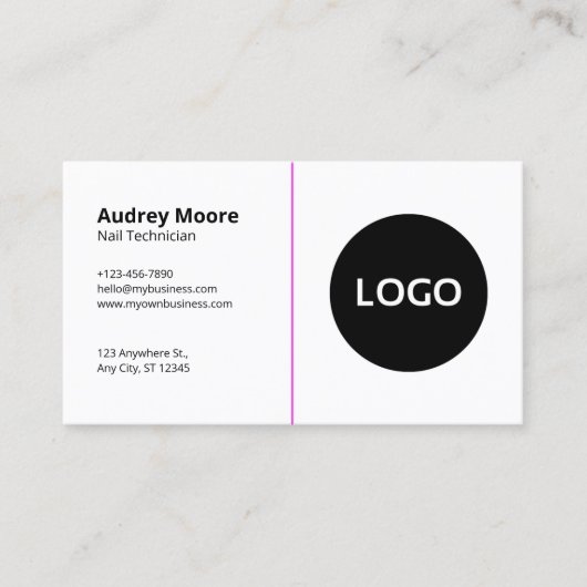 Eenvoudige Witte Sjabloon Nageltechnicus Visitekaartje (Voorkant)