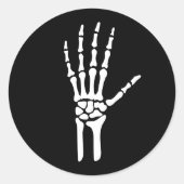 Eenvoudige Witte Skelet Hand Botten Halloween Ronde Sticker (Voorkant)