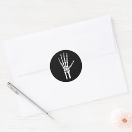 Eenvoudige Witte Skelet Hand Botten Halloween Ronde Sticker