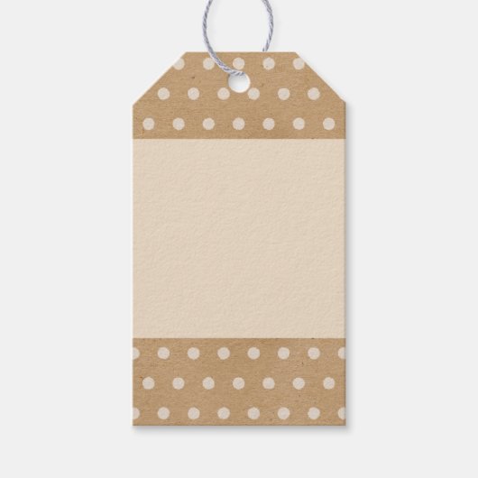Eenvoudige witte Stippen op Faux Rustic Brown Kraf Cadeaulabel (Voorkant)