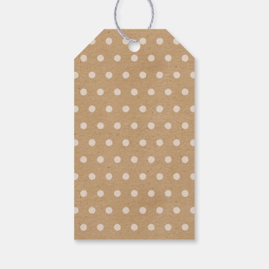 Eenvoudige witte Stippen op Faux Rustic Brown Kraf Cadeaulabel (Achterkant)