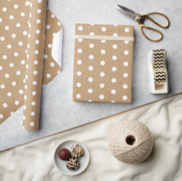 Eenvoudige witte Stippen op Faux Rustic Brown Kraf Cadeaupapier