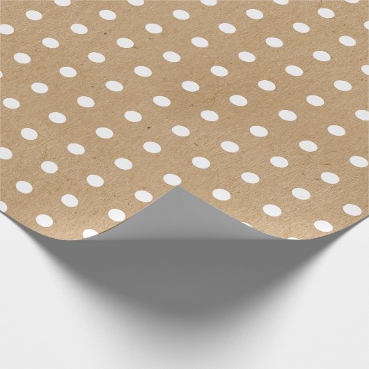 Eenvoudige witte Stippen op Faux Rustic Brown Kraf Cadeaupapier (Hoek)