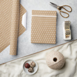 Eenvoudige witte Stippen op Faux Rustic Brown Kraf Cadeaupapier
