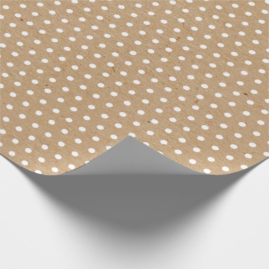 Eenvoudige witte Stippen op Faux Rustic Brown Kraf Cadeaupapier (Hoek)