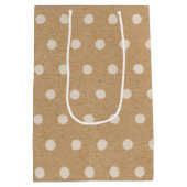 Eenvoudige witte Stippen op Faux Rustic Brown Kraf Medium Cadeauzakje (Achterkant)