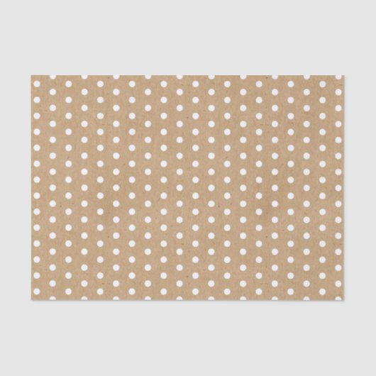 Eenvoudige witte Stippen op Faux Rustic Brown Kraf Tissuepapier (Voorkant)