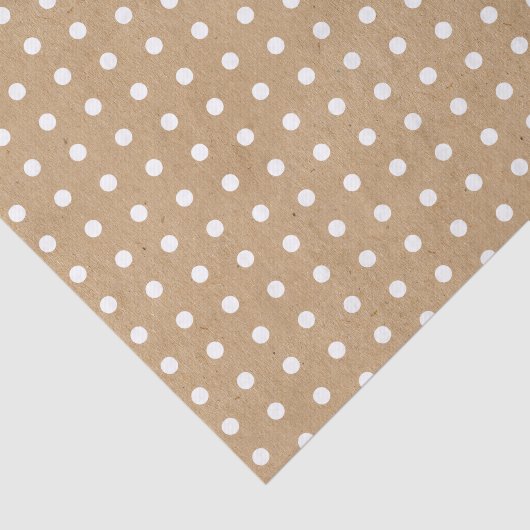 Eenvoudige witte Stippen op Faux Rustic Brown Kraf Tissuepapier (Detail)