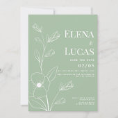 Eenvoudige witte stoffige munt bloemen schets brui kaart (Voorkant)