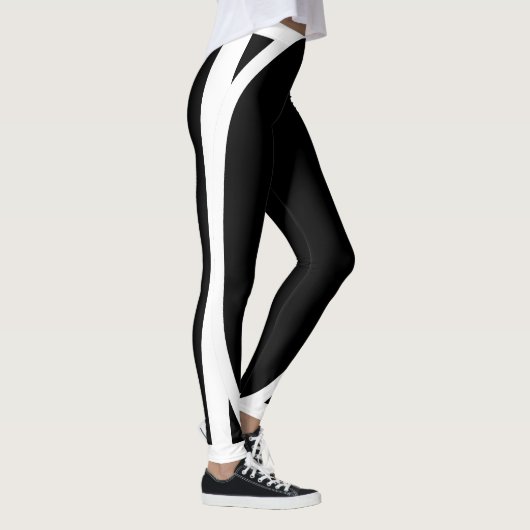 Eenvoudige witte strepen met Jouw naam op Basic Bl Leggings (Rechts)